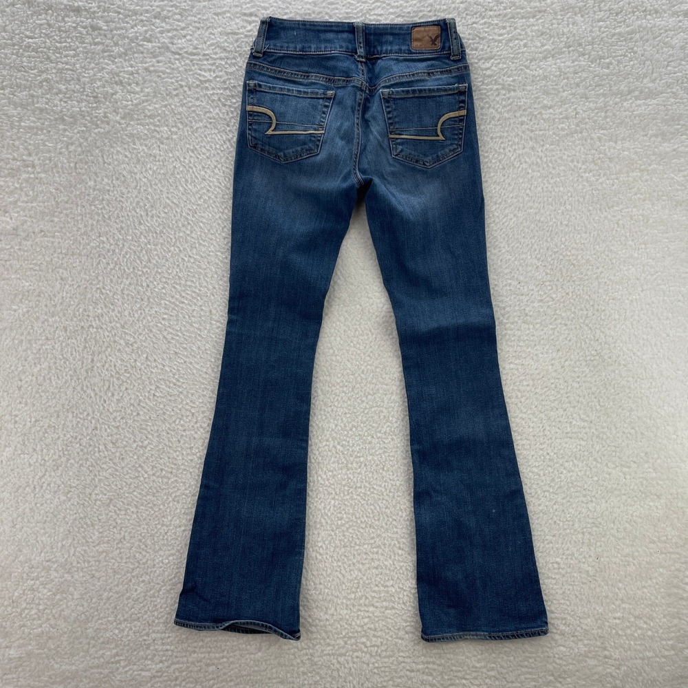 American Eagle Jeans Womens 00 Short Blue Artist Flare Stretch BoHo Cowgirl - Picture 2 of 9